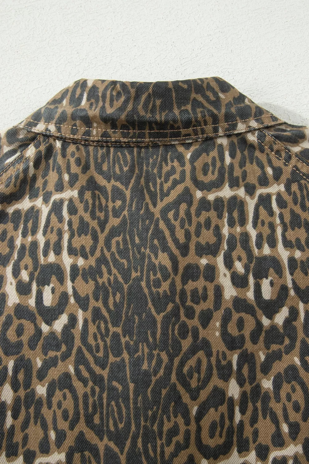 Leopard Print Puff Sleeve Denim Dress in Leopard for Women