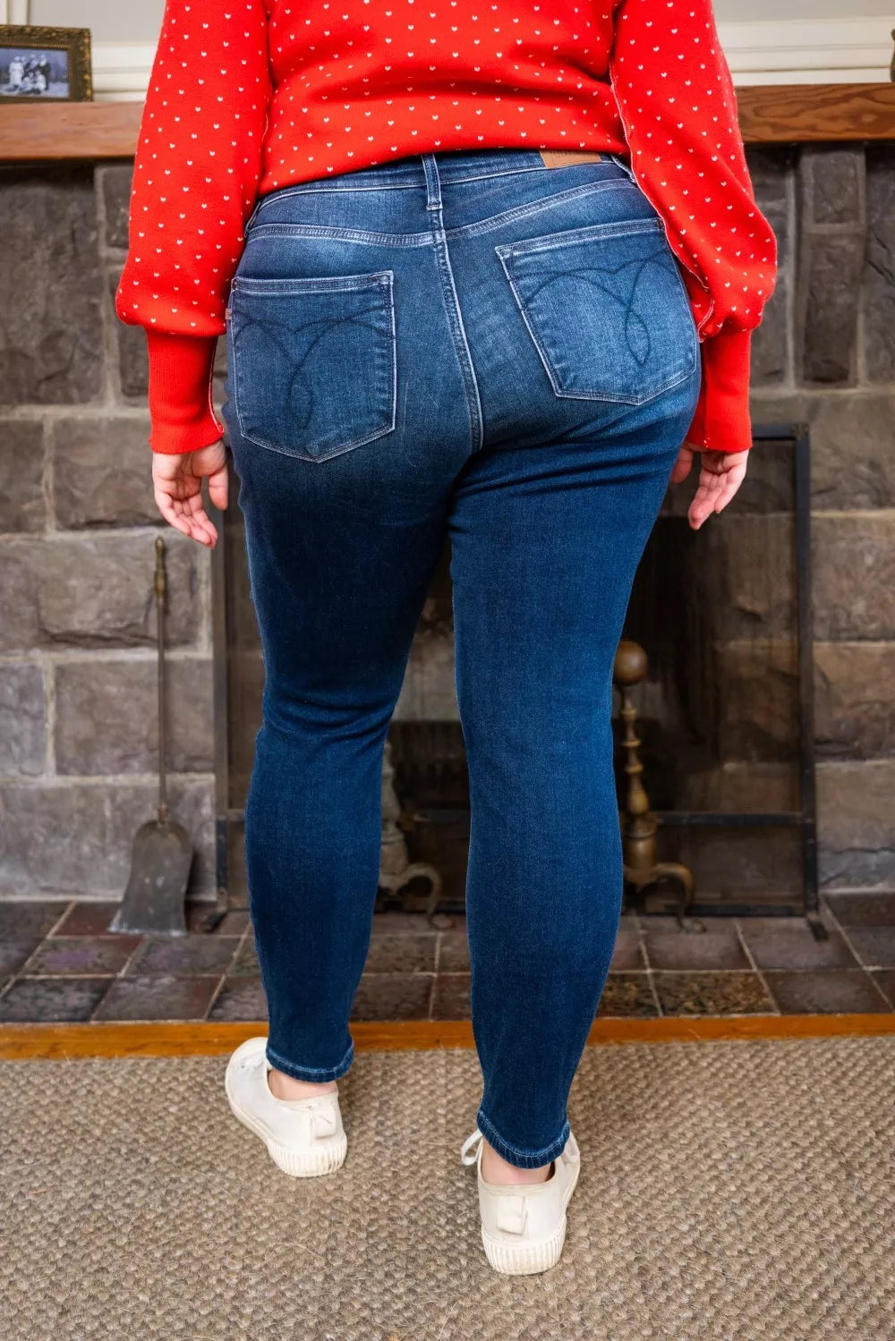 Washed Thermal Skinny Jeans Plus Size in Dark for Women