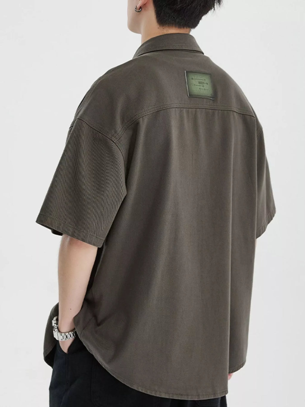 Button Up Half Sleeve Shirt Plus Size in Gray for Men
