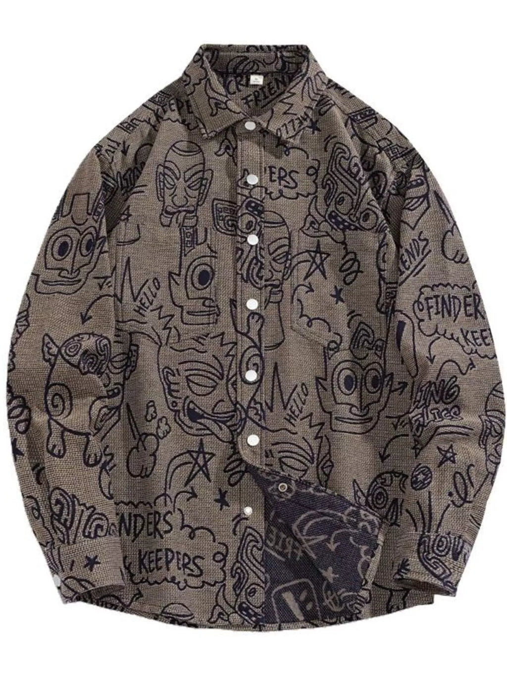 Plus Size Casual Button Up Long Sleeve Shirt in Blue for Men