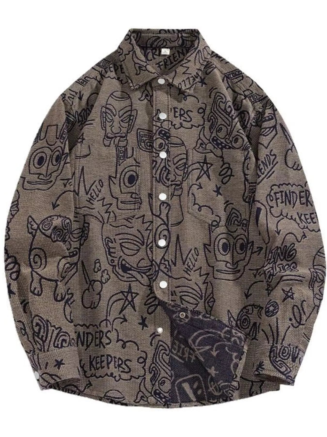 Plus Size Casual Button Up Long Sleeve Shirt in Blue for Men