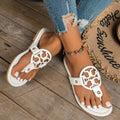 Toe Post Flats Sandals in White for Women