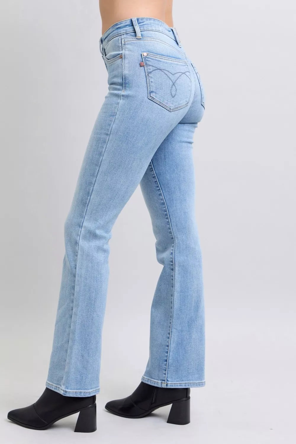Mid Rise Thermal Bootcut Jeans in Light for Women