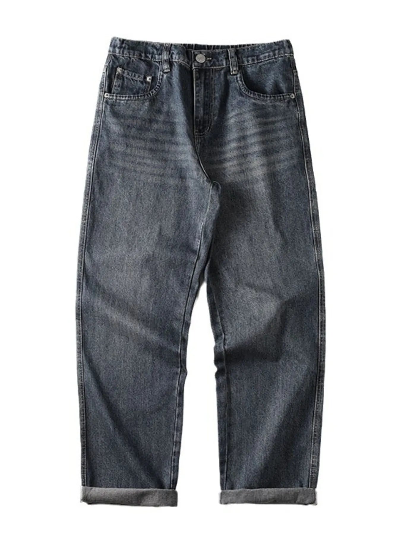 Vintage Wash Wide Leg Jeans in Deep Teal for Men