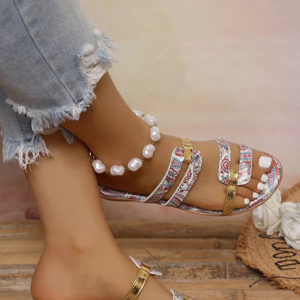 Open Toe Wedge Sandals in Red in White for Women