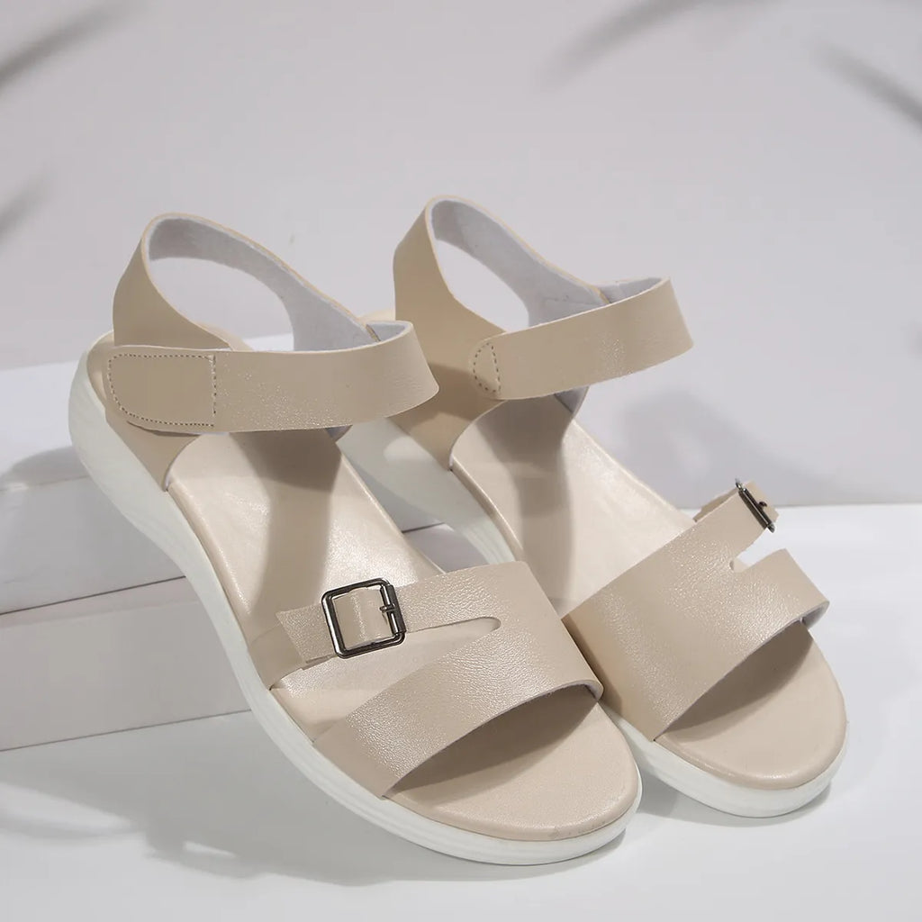 Open Toe Wedge Sandals in Light Brown in Beige for Women