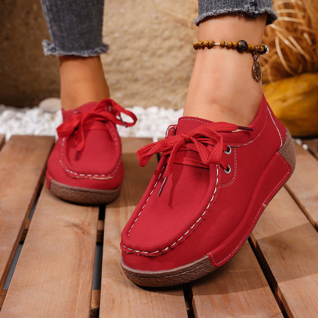 Lace Up Round Toe Sneakers in Black for Women