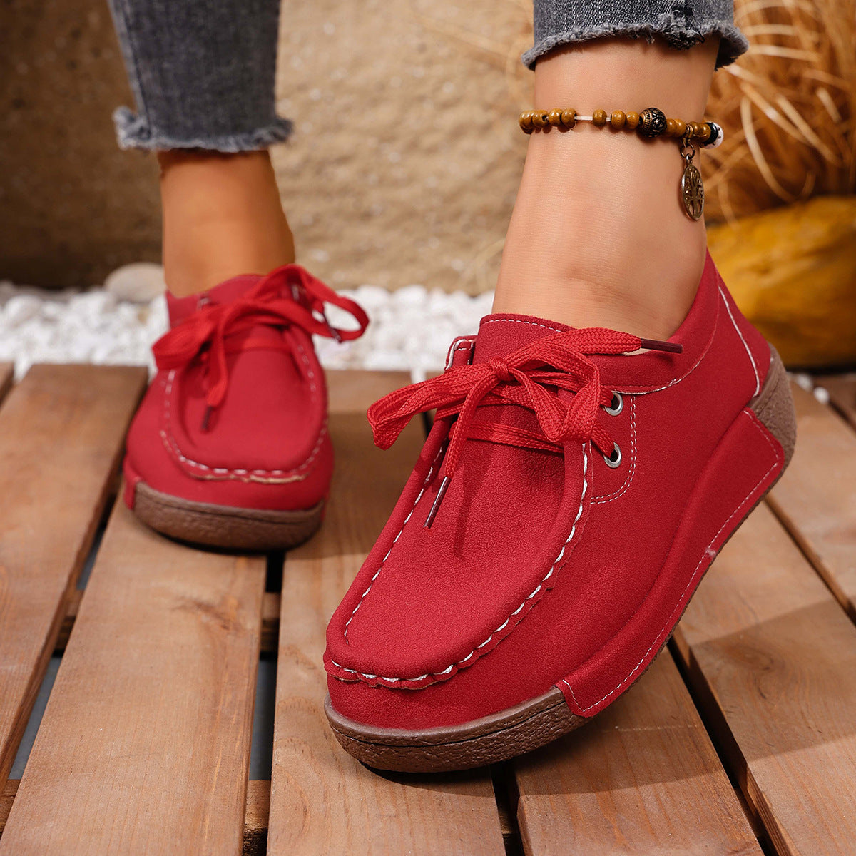 Lace Up Round Toe Sneakers in Black for Women