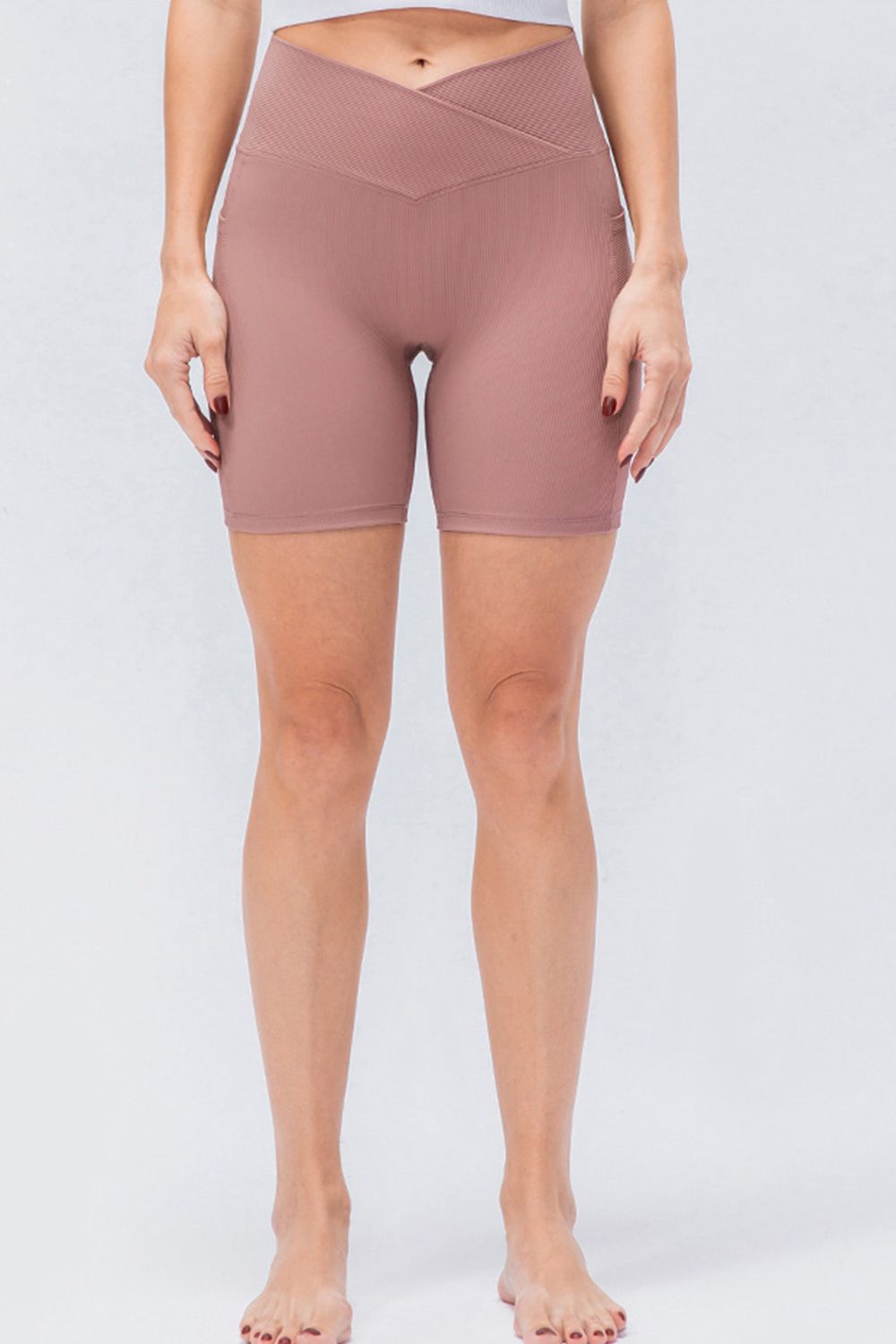 Slim Fit V-Waistband Sports Shorts in White for Women