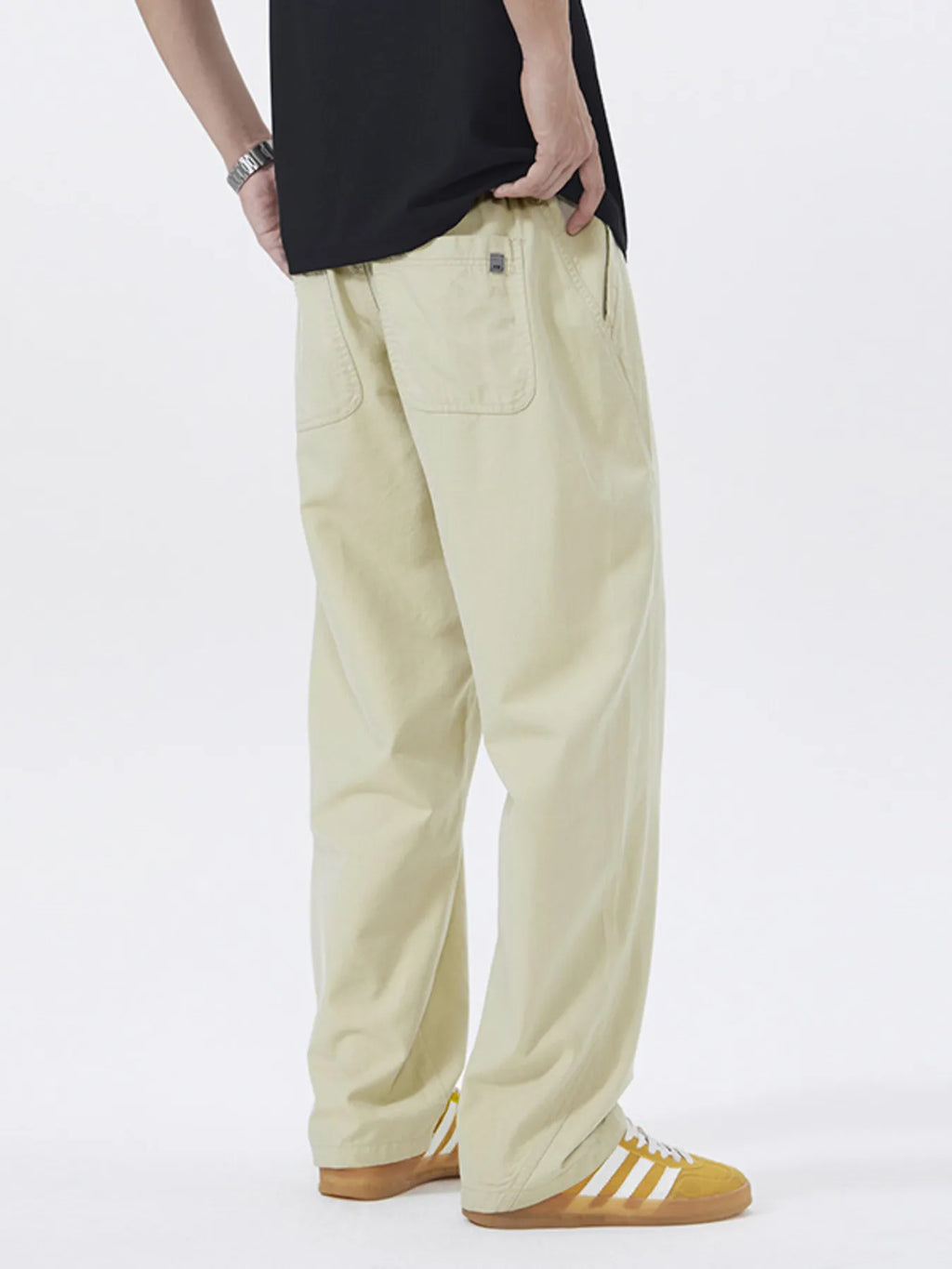 Loose Fit Casual Pants Plus Size in Khaki for Men