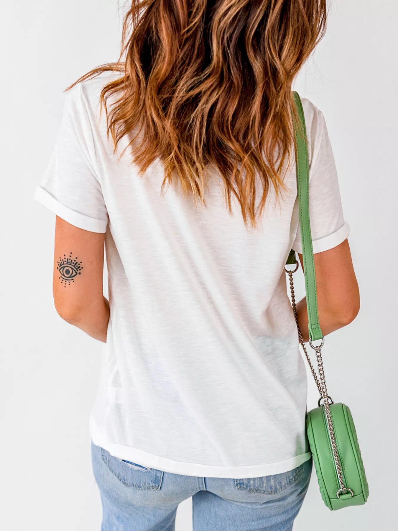 Merry & Floral Christmas Tree Graphic T-Shirt in White for Women