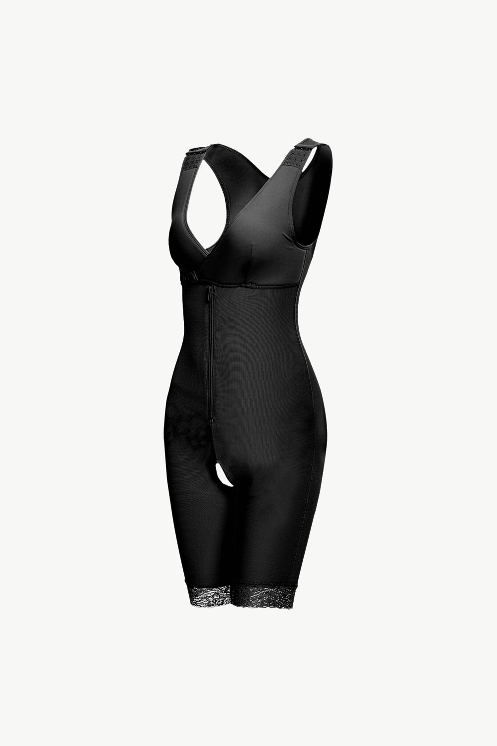 Plus Size Lace Trim Shapewear with Zipper in Apricot for Women
