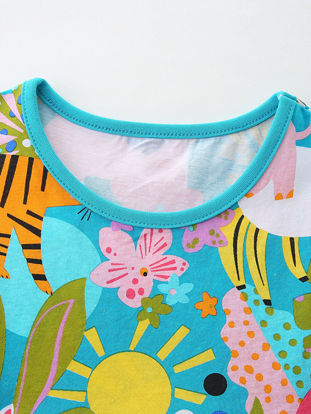 Printed Round Neck Casual Dress in Multicolor for Girls
