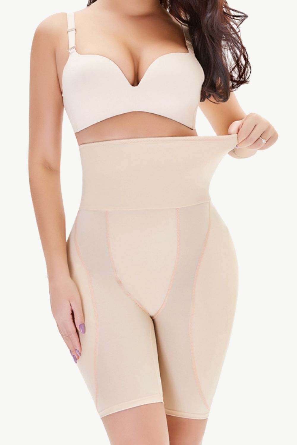 Plus Size High Waisted Pull-On Shaping Shorts in Black for Women