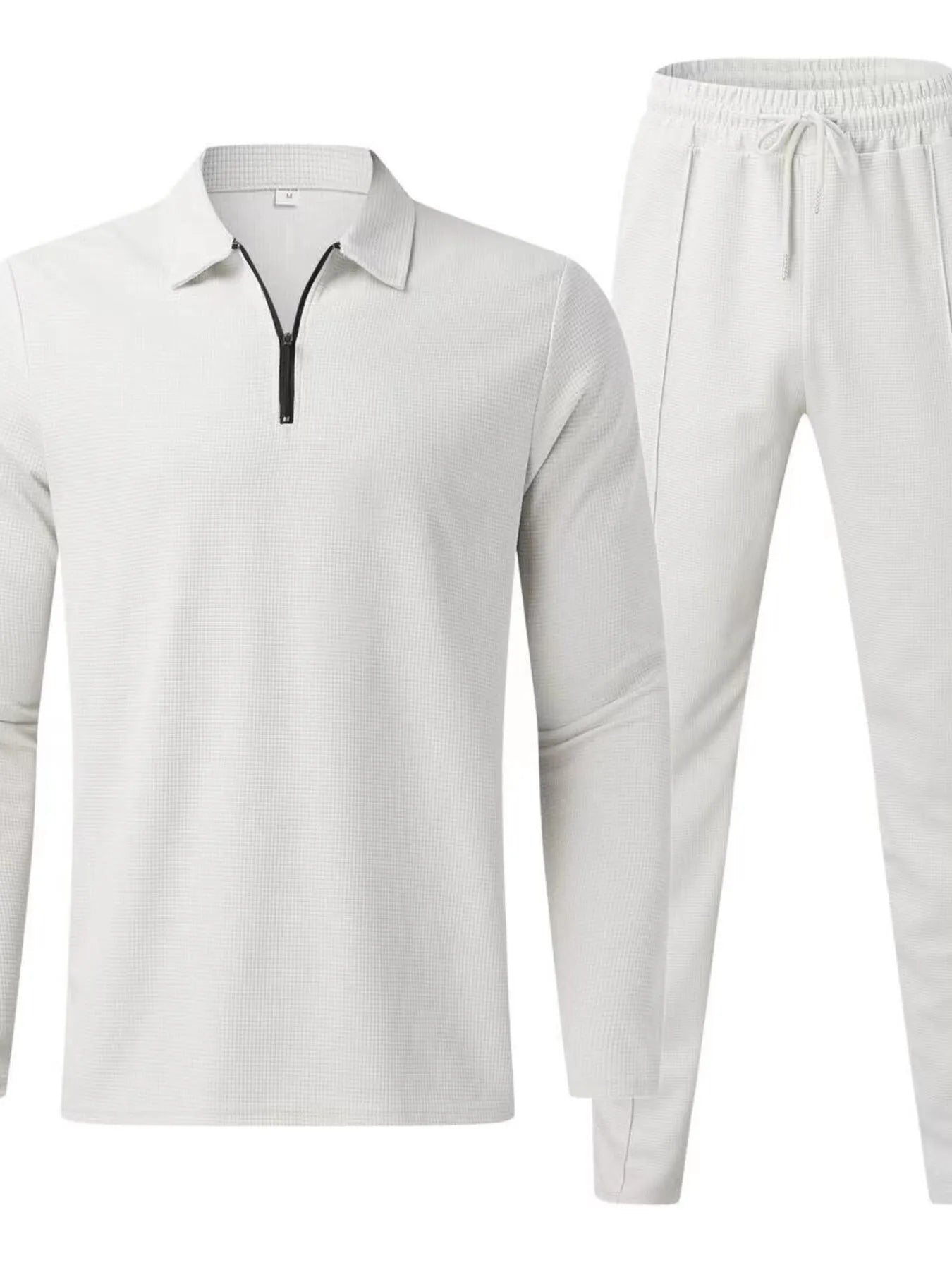 Long Sleeve Top and Pants Set Plus Size in Black for Men