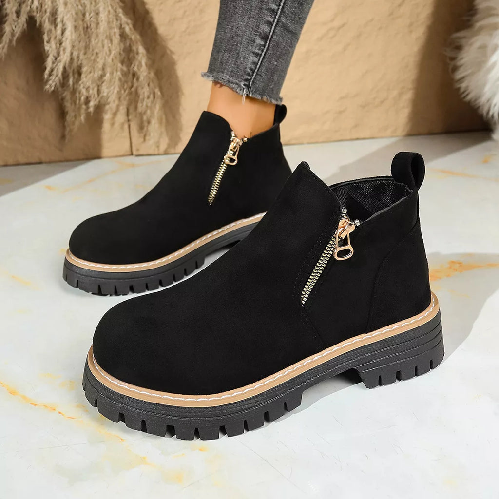 Round Toe Platform Boots in Classic in Black for Women