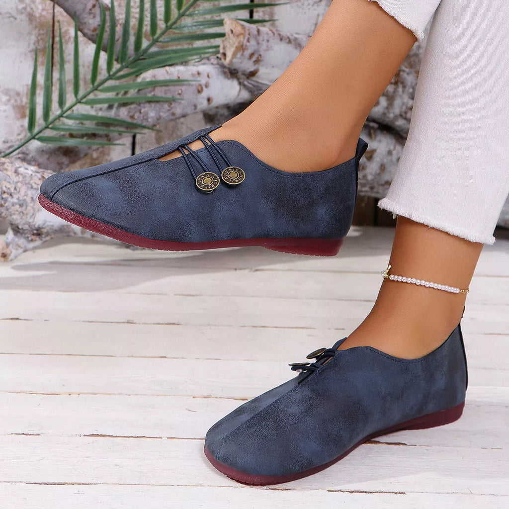 Round Toe Slip-Ons in Black for Women