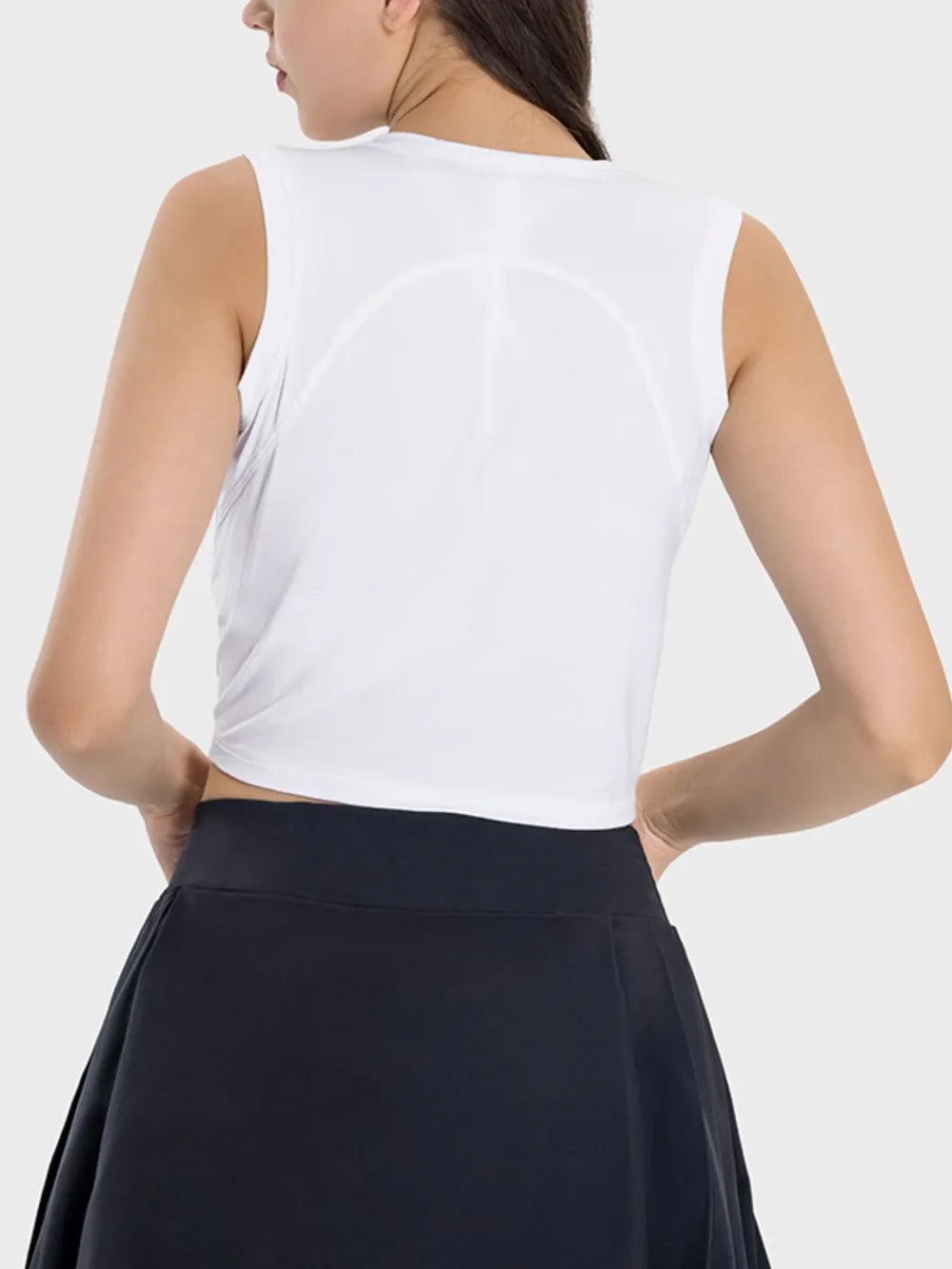 Drawstring Ruched Wide Strap Active Tank in White for Women