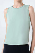Round Neck Active Tank in Light Green for Women