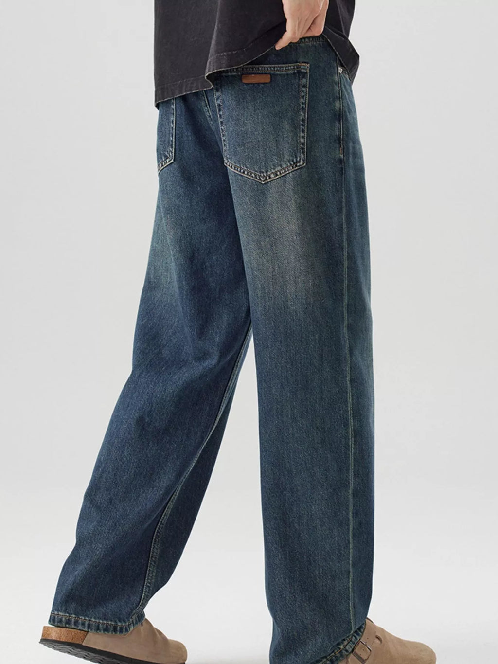 Vintage Wash Wide Leg Jeans in Nostalgic Orchid for Men