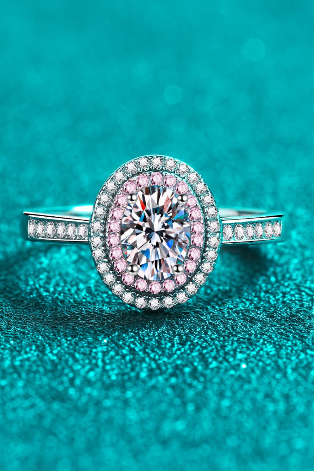 1 Carat Moissanite 925 Sterling Silver Halo Ring in Classic for Women