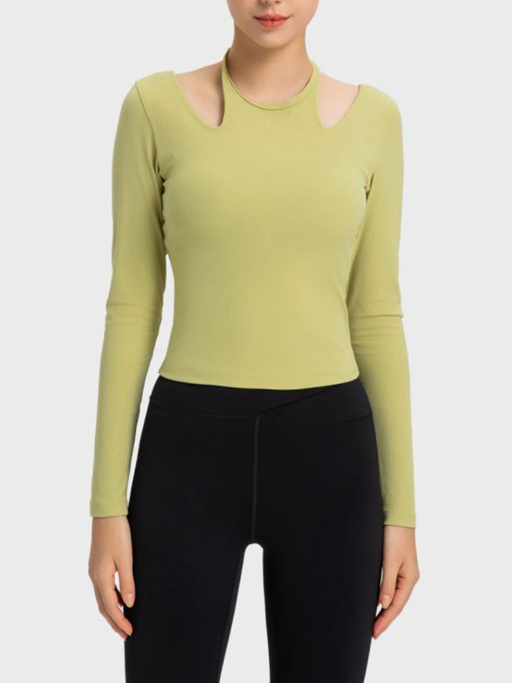 Halter Neck Long Sleeve Sporty Top in Hot Pink for Women