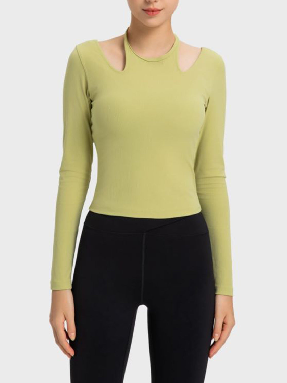 Halter Neck Long Sleeve Sporty Top in Hot Pink for Women