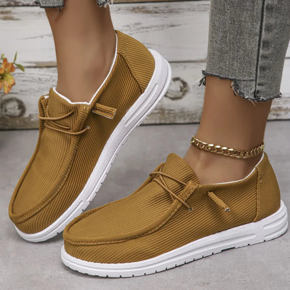 Round Toe Canvas Sneakers in Black for Women
