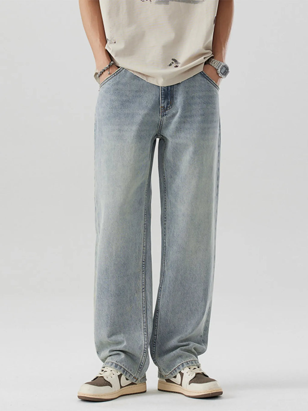 Wash Wide Leg Jeans in Nostalgic Orchid for Men
