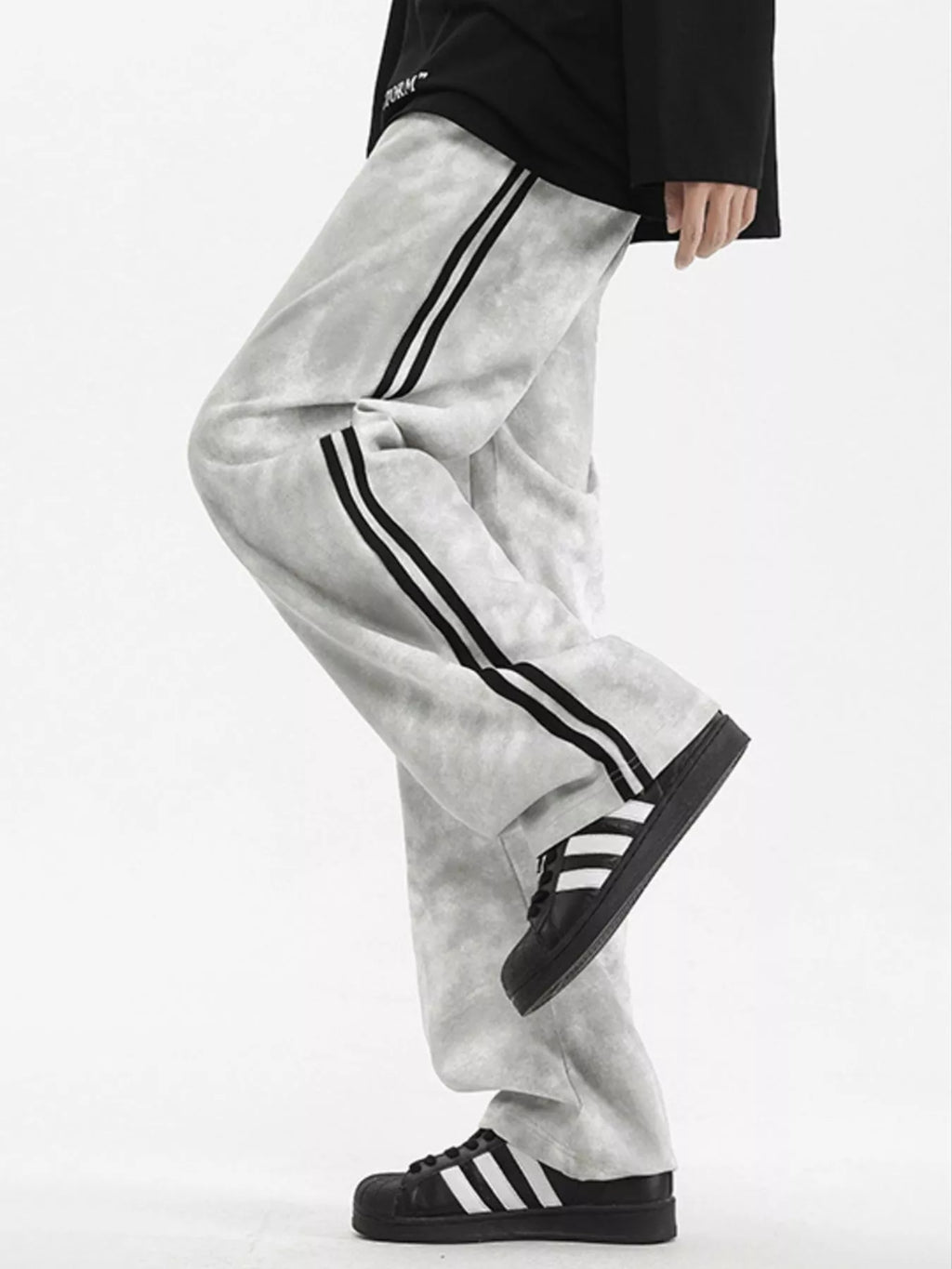 Plus Size Drawstring Loose Fit Pants in Black for Men