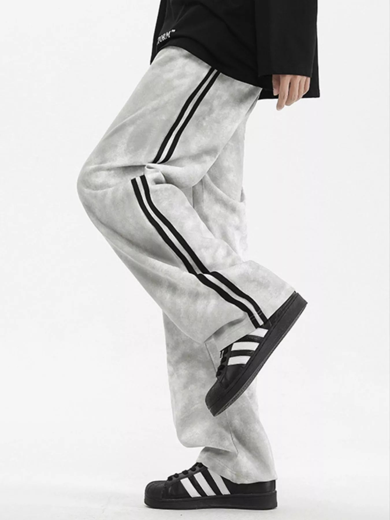 Plus Size Drawstring Loose Fit Pants in Black for Men