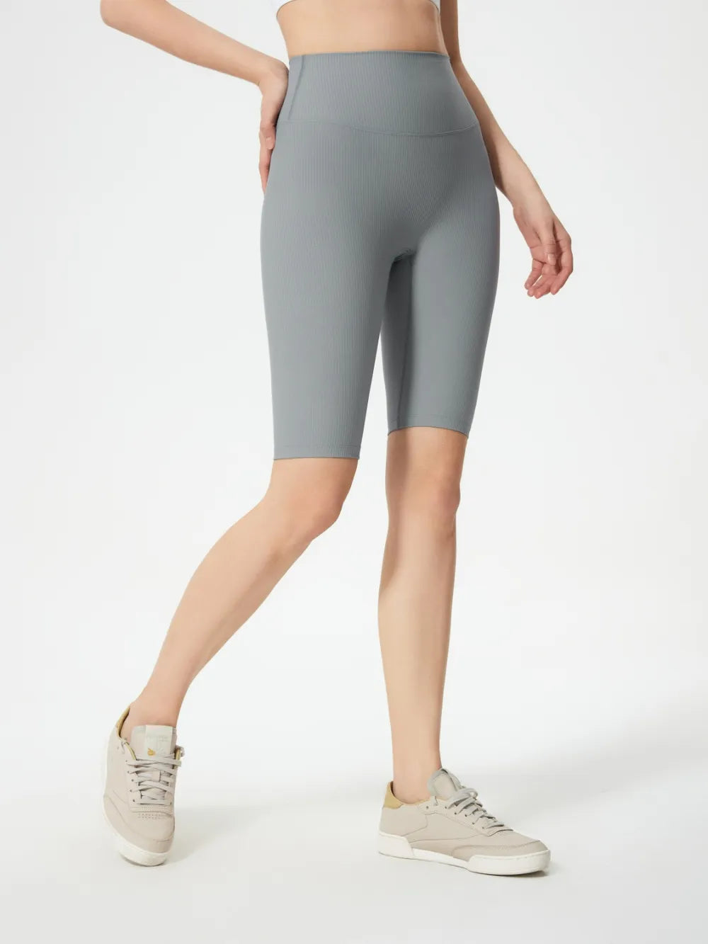 High Waist Active Shorts in Gray in Black for Women