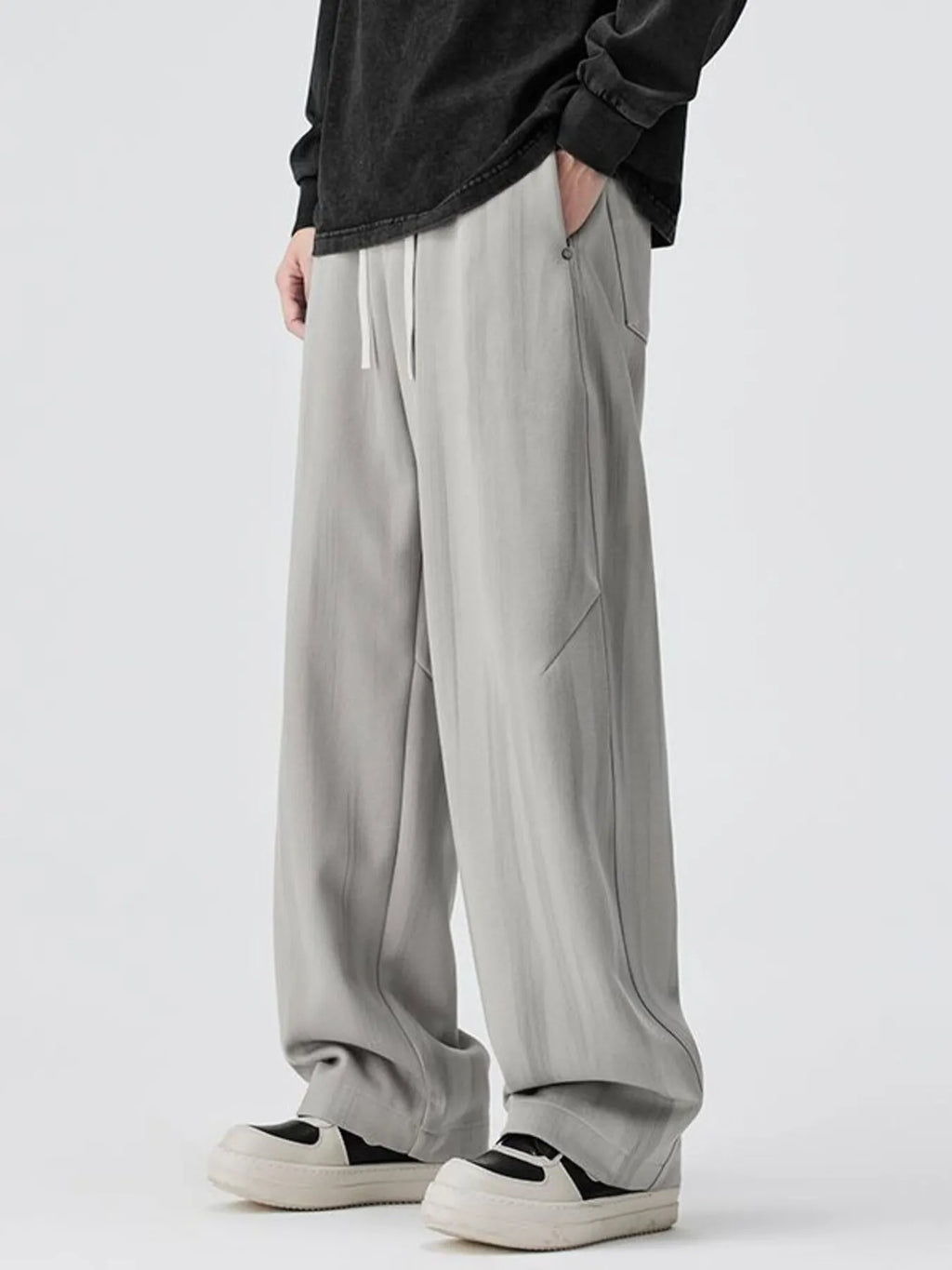 Plus Size Relaxed Fit Drawstring Casual Pants in Brown for Men