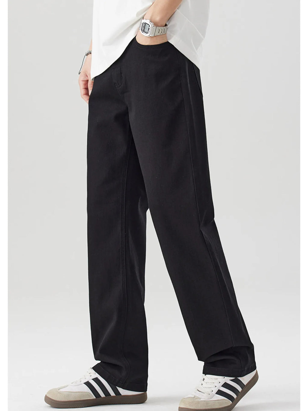 Wide Leg Relaxed Fit Jeans in Black for Men