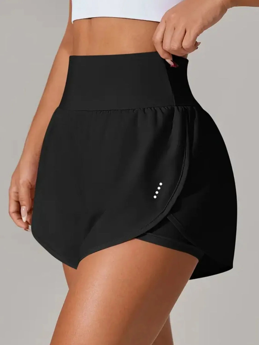Pocketed High Waist Active Shorts in Black for Women