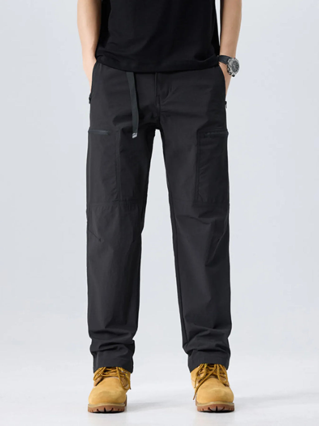 Multi-Pocket Cargo Utility Pants Plus Size in Black for Men