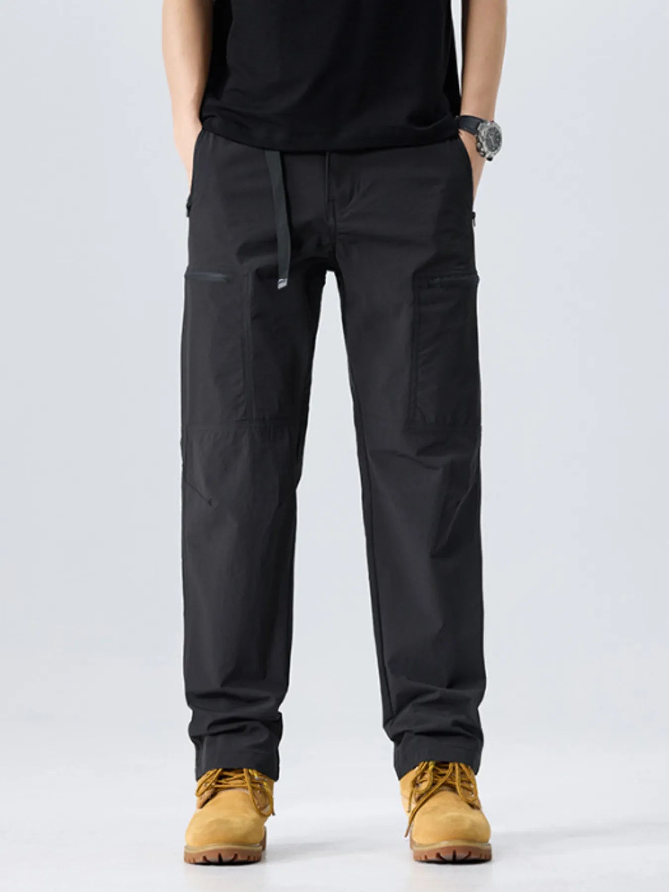 Multi-Pocket Cargo Utility Pants Plus Size in Black for Men