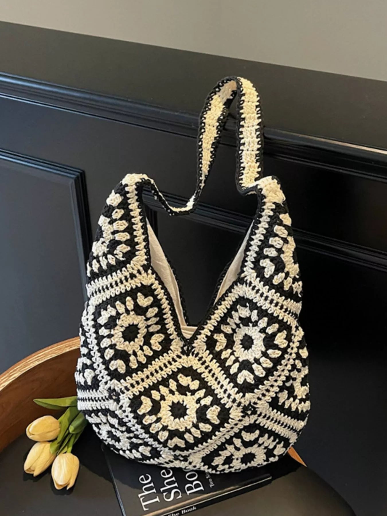 Crochet Hobo Shoulder Bag for Women