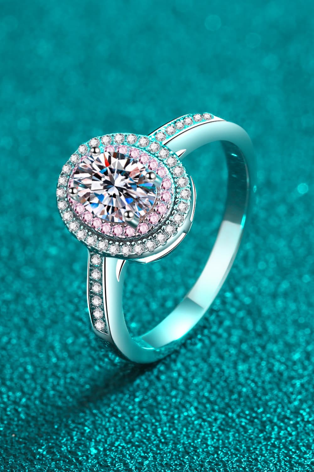 1 Carat Moissanite 925 Sterling Silver Halo Ring in Classic for Women