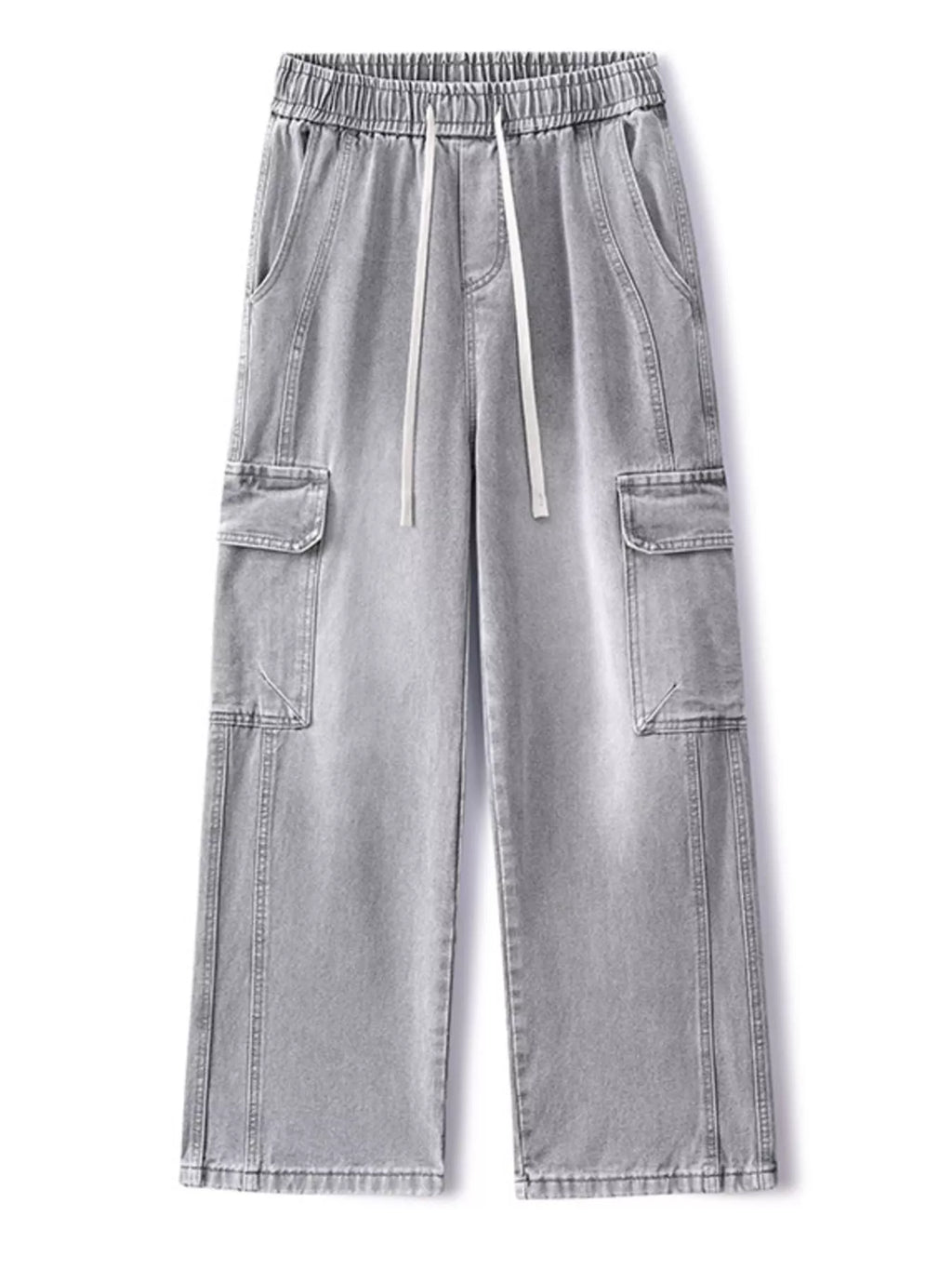 Wide Leg Cargo Jeans Plus Size in Light Blue for Men