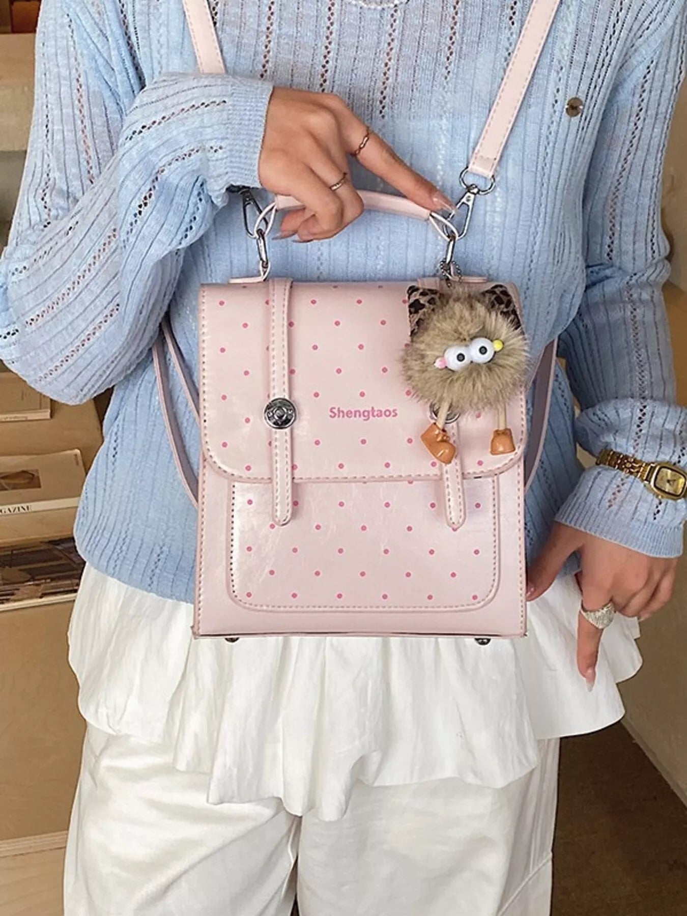Polka Dot Backpack Bag for Women