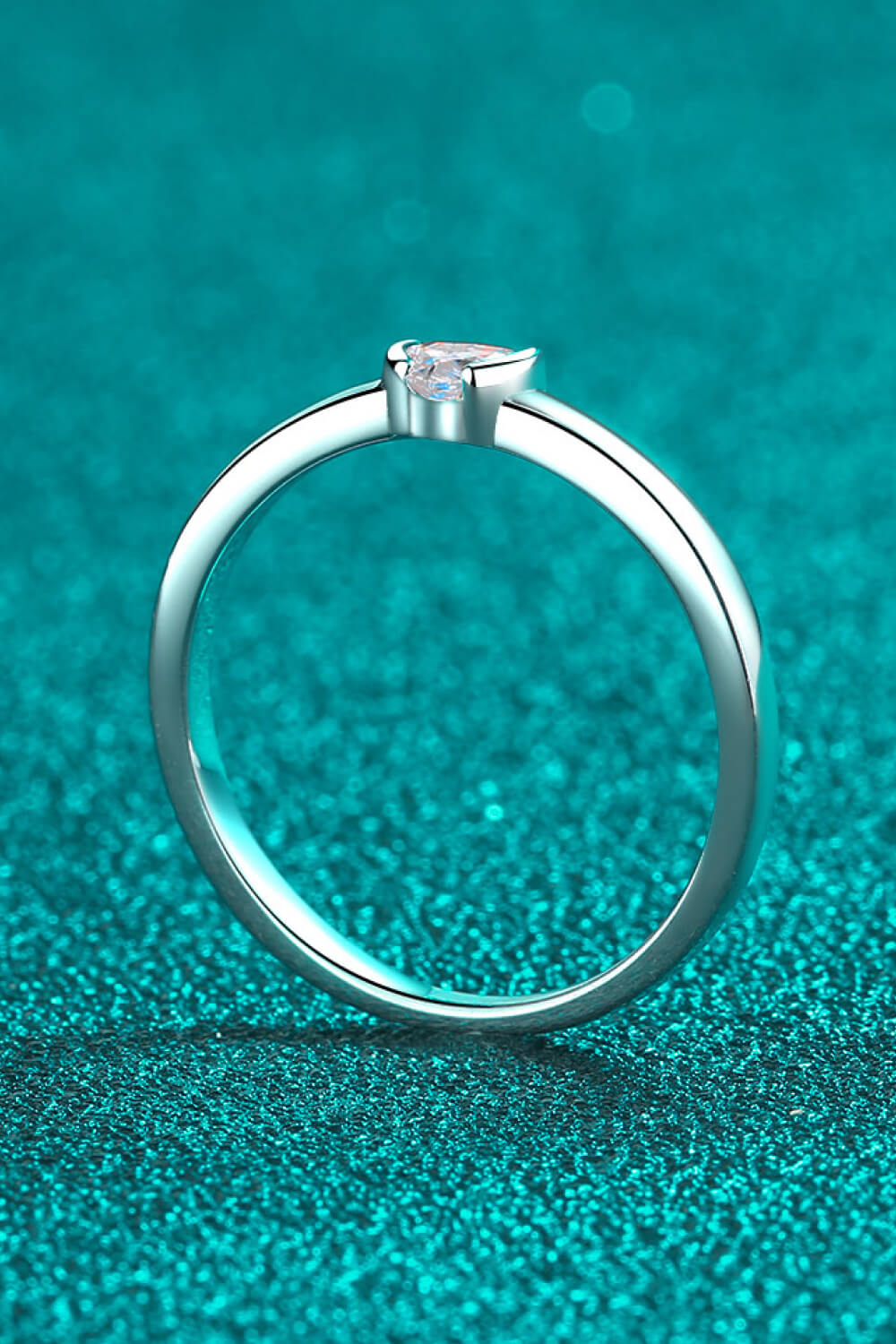 Heart-Shaped Moissanite Solitaire Ring in Silver for Women