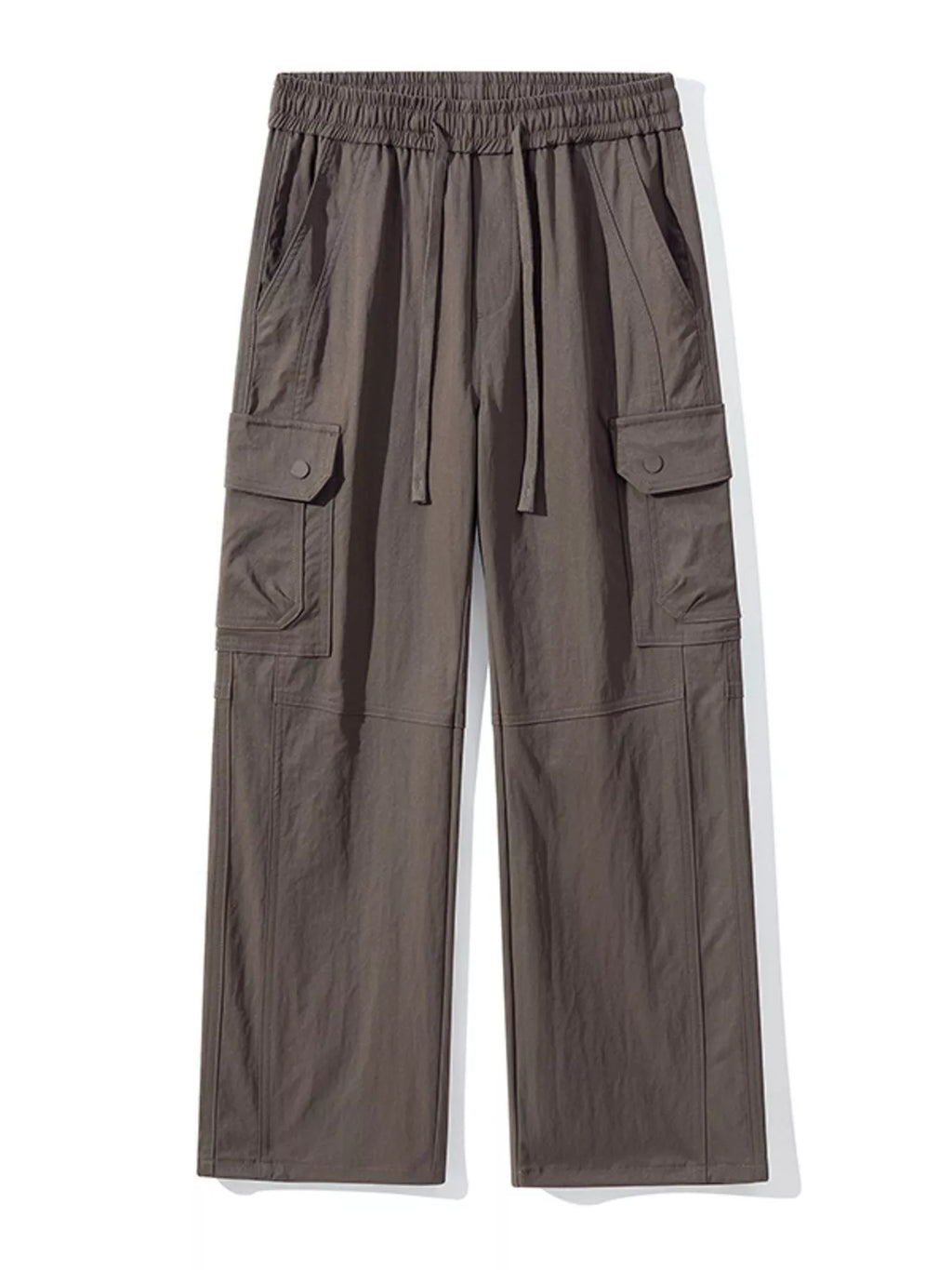 Drawstring Cargo Wide Leg Pants Plus Size in Black for Men