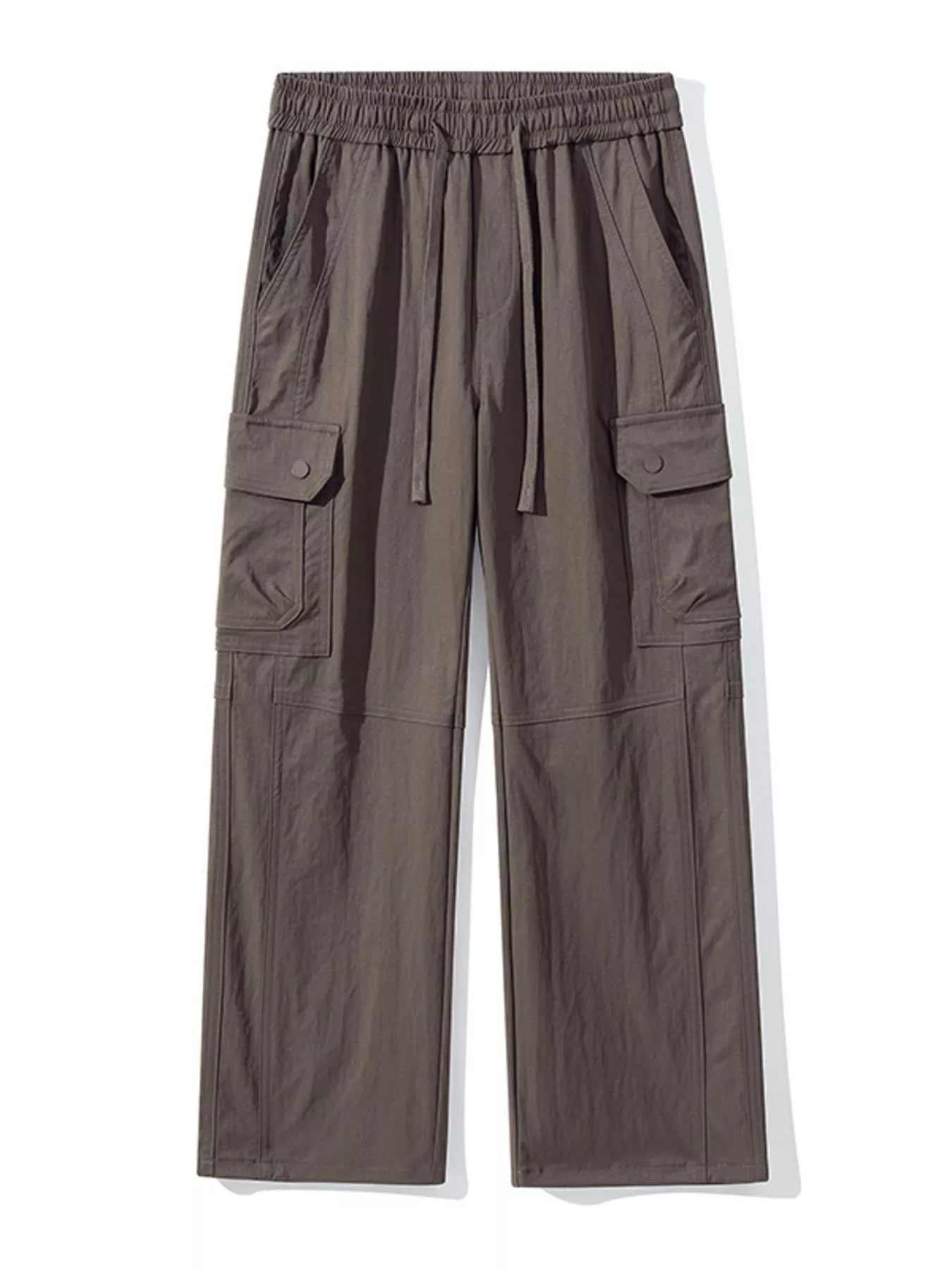 Drawstring Cargo Wide Leg Pants Plus Size in Black for Men