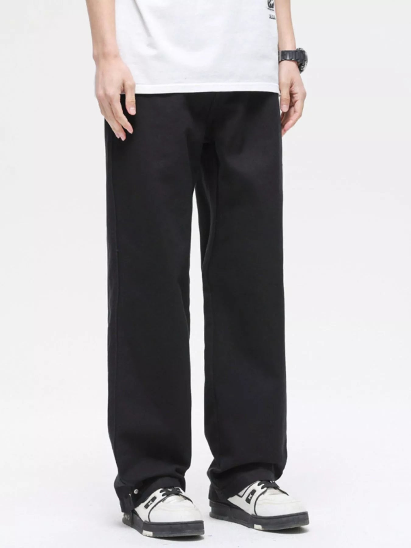 Washed Wide Leg Jeans Plus Size in White for Men