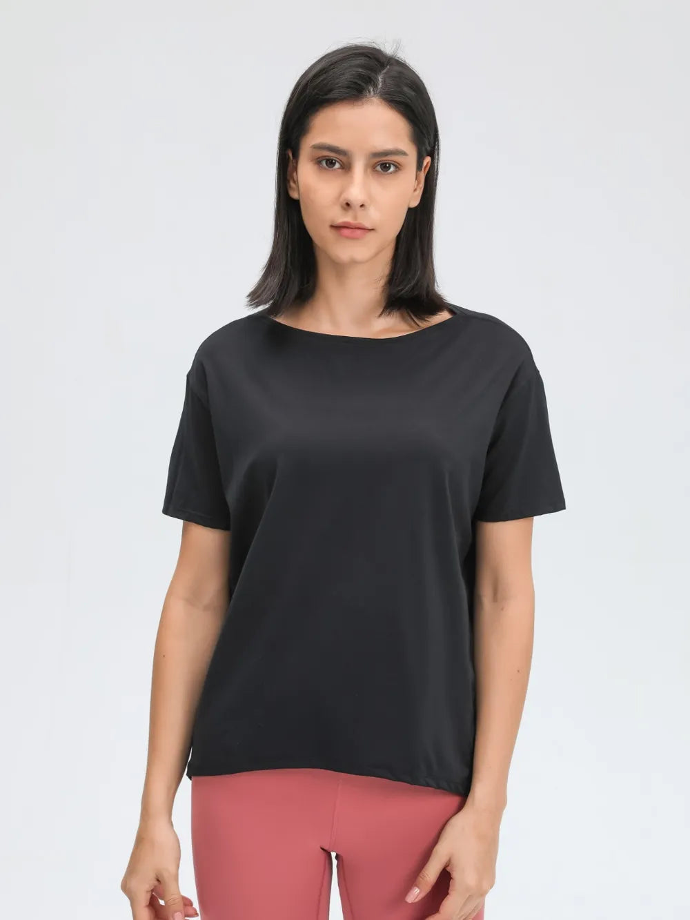 Round Neck Short Sleeve Active T-Shirt in Classic in White for Women