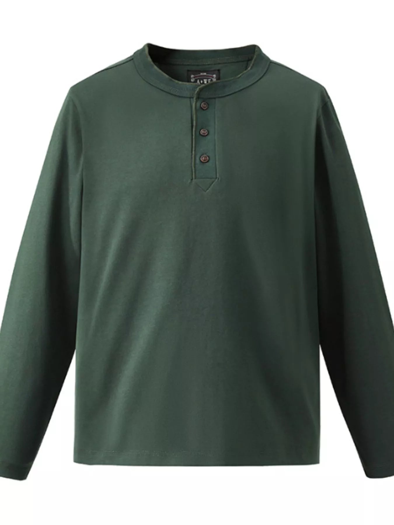 Plus Size Casual Henley Long Sleeve T-Shirt in Black for Men