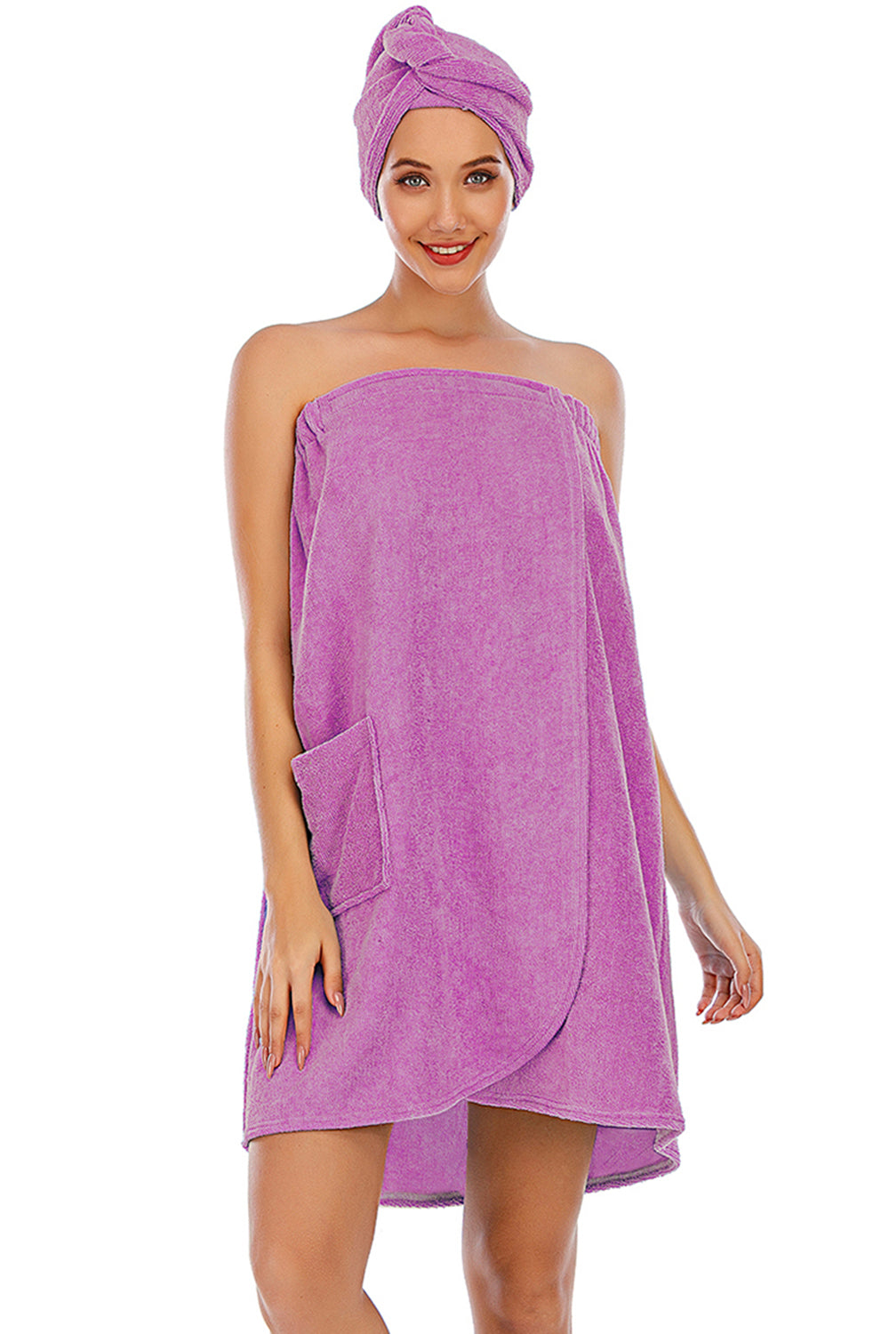 Strapless Robe with Pocket in Lilac for Women