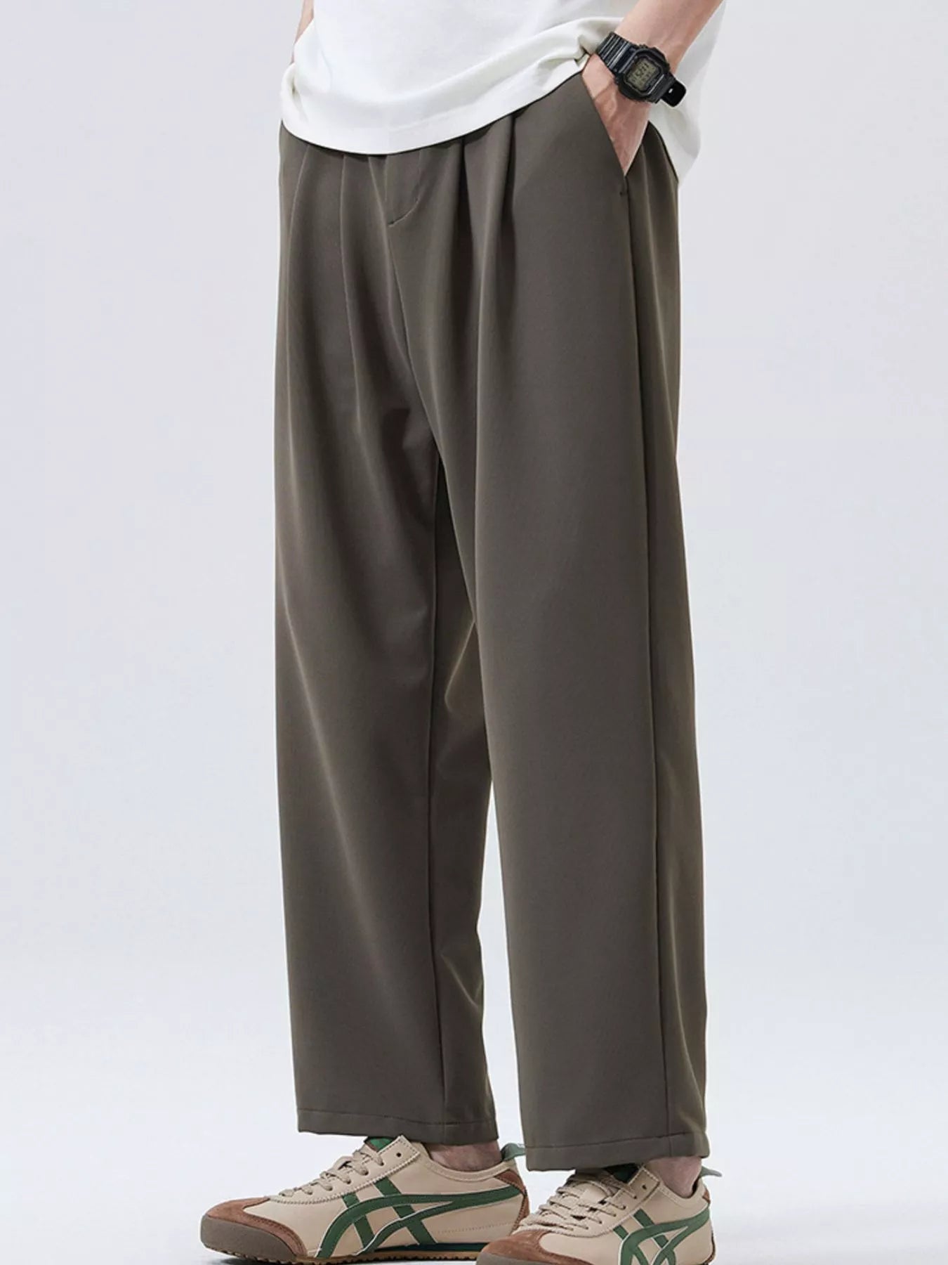 Casual Loose Fit Pants Plus Size in Brown for Men