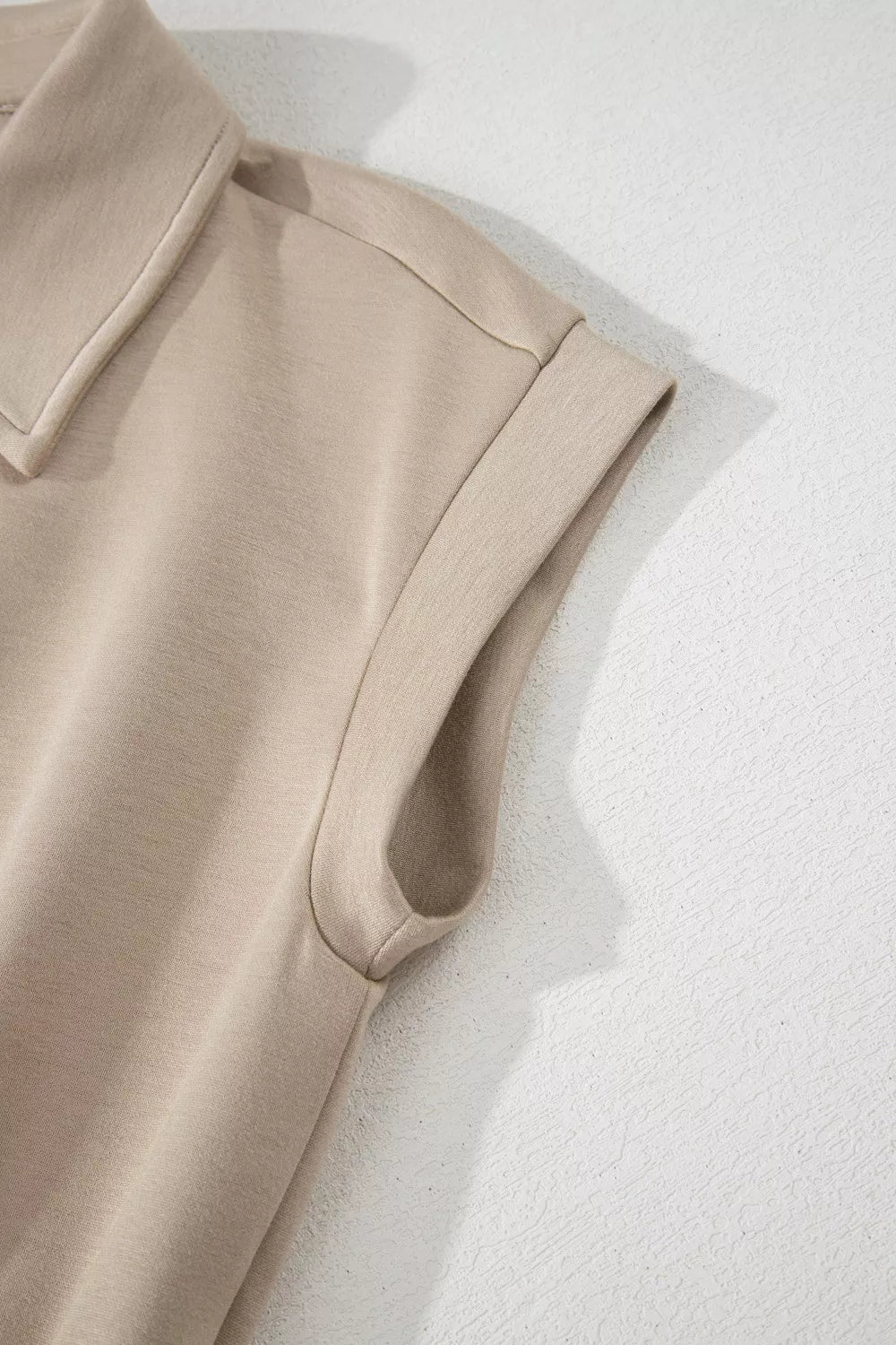 Solid Color Zip Front Short Sleeve Collared Jumpsuit for Women